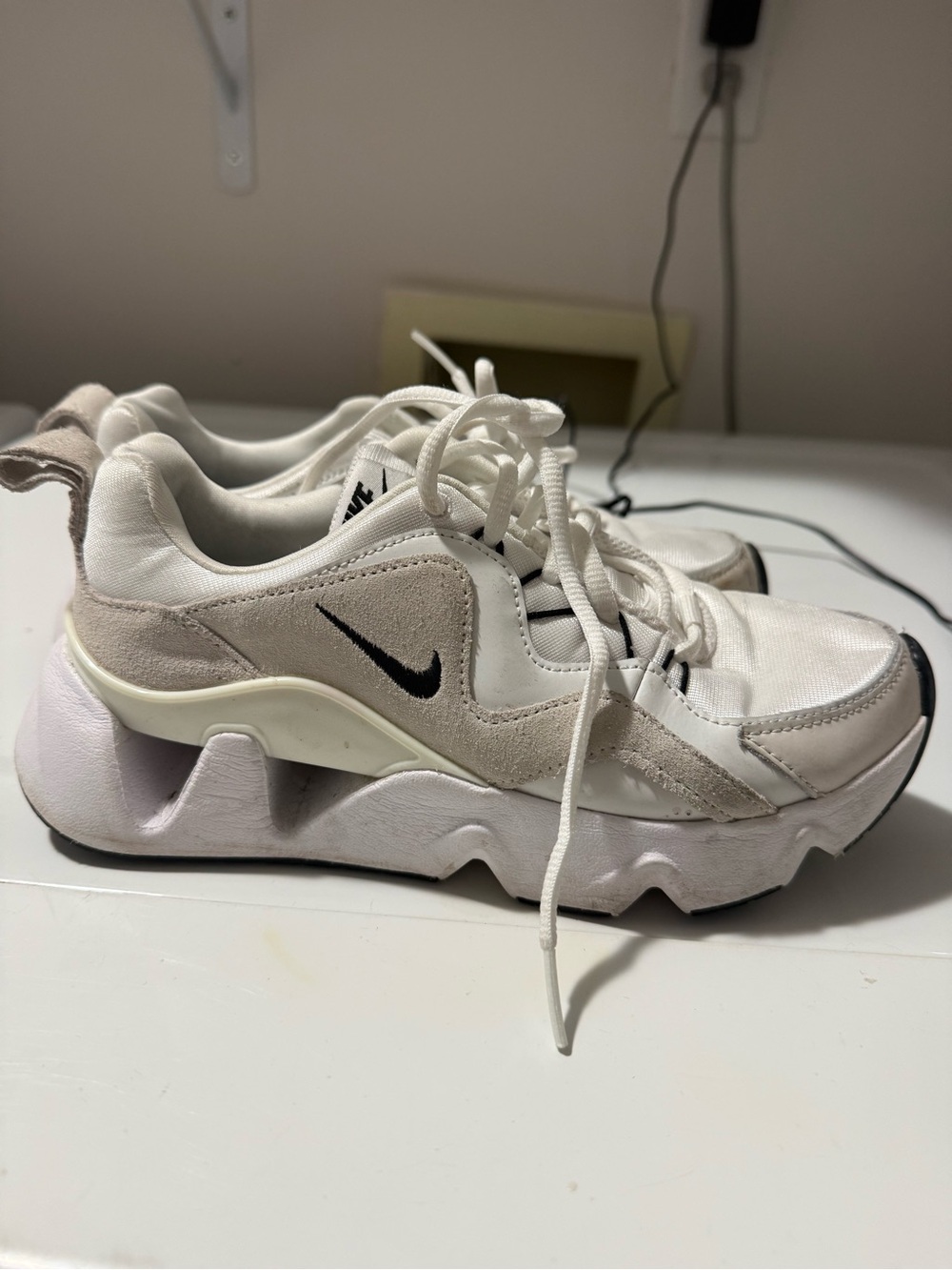 Nike Women's White Chunky Lace-Up Sneakers